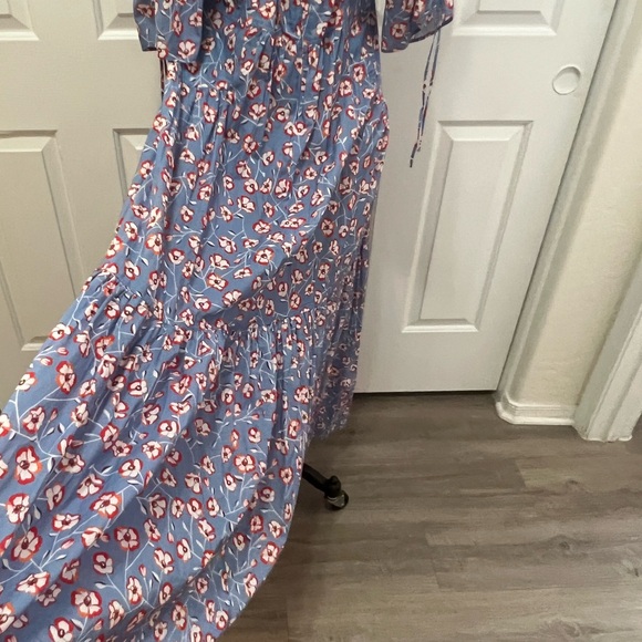 HUGO BOSS Debest Floral Maxi Dress in Blue/Red Ditsy Open Miscellaneous NWT sz12 - Picture 5 of 10
